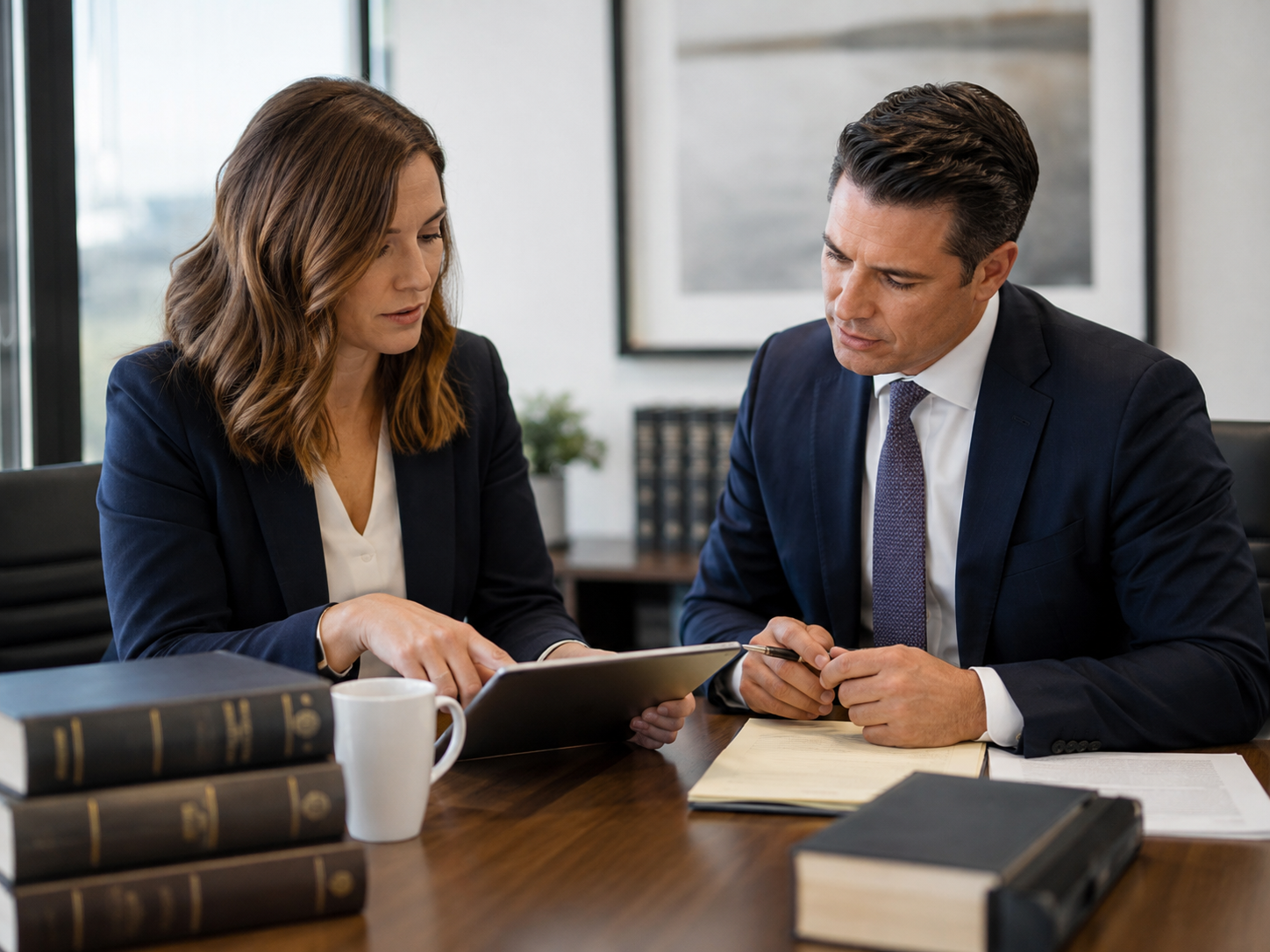 Professionals reviewing information in an office